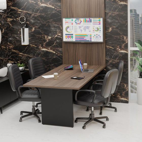 Mesa De Reunião Para Escritório Com Painel 2mx1m Tampo 40mm Menor preço em Mesa De Reunião Para Escritório Com Painel 2mx1m Tampo 40mm