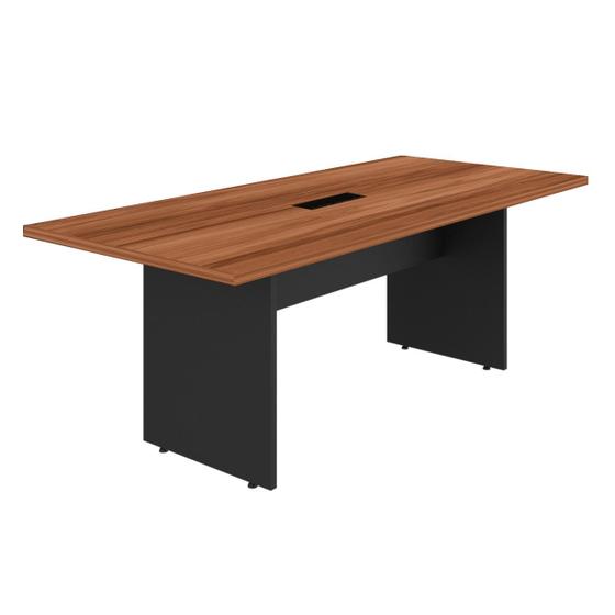 Mesa de Reunião para escritório e comércio 2,00X0,90m com Caixa de Tomada Cor Nogal Sevilha Menor preço em Mesa de Reunião para escritório e comércio 2,00X0,90m com Caixa de Tomada Cor Nogal Sevilha