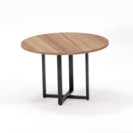 Mesa de Reuniao Redonda Tubular P25 Pandin Noce Naturale e Grafito 1.10 M Menor preço em Mesa de Reuniao Redonda Tubular P25 Pandin Noce Naturale e Grafito 1.10 M