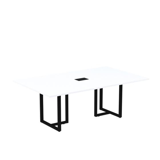 Imagem de Mesa de Reunião Retangular com Power Box 200x90cm Mr2000p25tub Branco/Preto