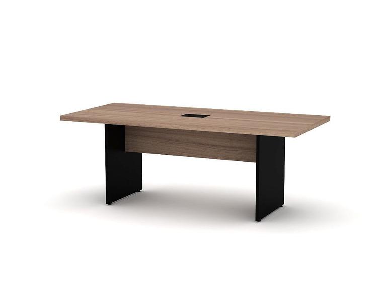 Imagem de Mesa De Reunião Retangular Com Power Box PE 40 Pandin 2,00 M Noce Naturale e Preto