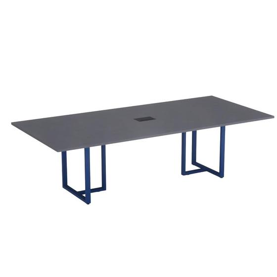 Imagem de Mesa de Reunião Retangular com Power Box Tubular P25 Pandin 2,0 M Grafito e Azul Del Rey