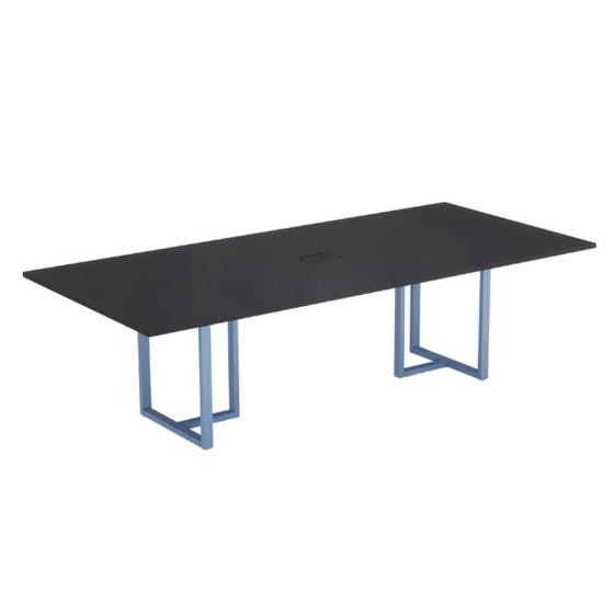 Imagem de Mesa de Reunião Retangular com Power Box Tubular P25 Pandin 2,0 M Preto e Azul Dali