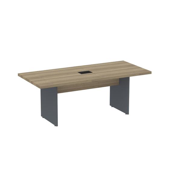 Imagem de Mesa de Reunião Retangular Pé Painel 200x90cm com Power Box