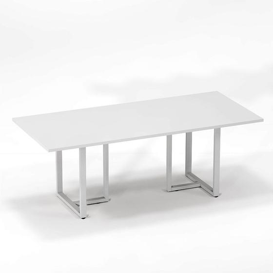 Imagem de Mesa de Reunião Retangular Tubular P25 Pandin 2,0 M Branco