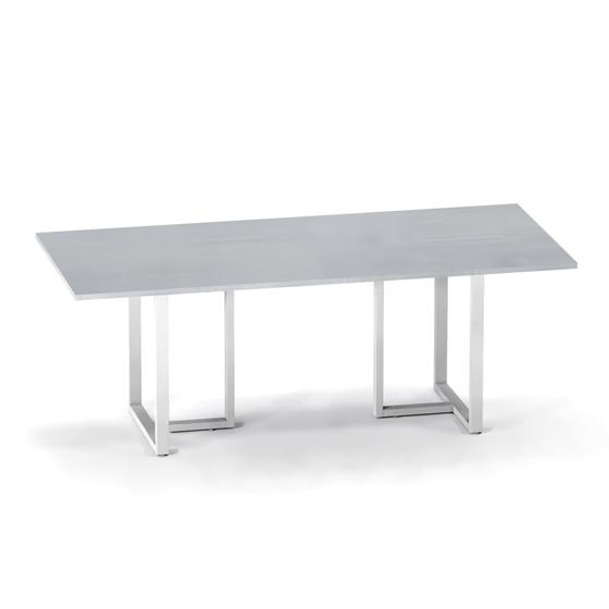 Imagem de Mesa de Reunião Retangular Tubular P25 Pandin 2,0 M Cinza e Branco