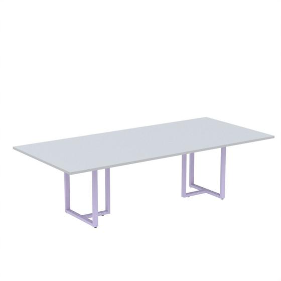 Imagem de Mesa de Reunião Retangular Tubular P25 Pandin 2,0 M Cinza e Lilas