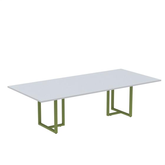 Imagem de Mesa de Reunião Retangular Tubular P25 Pandin 2,0 M Cinza e Verde