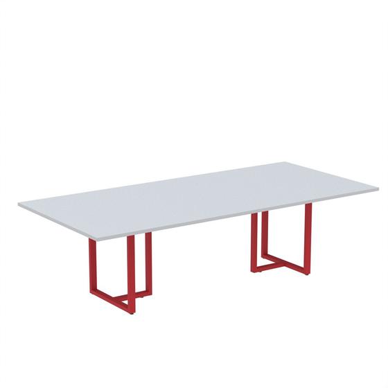 Imagem de Mesa de Reunião Retangular Tubular P25 Pandin 2,6 M Cinza e Vermelho