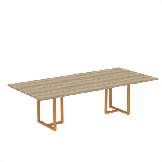 Imagem de Mesa de Reunião Retangular Tubular P25 Pandin 2,6 M Noce Naturale e Laranja