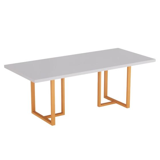 Imagem de Mesa De Reunião Retangular Tubular PE 40 Pandin 2,00 M Cinza e Laranja