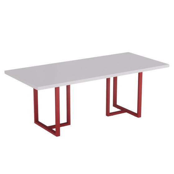 Imagem de Mesa De Reunião Retangular Tubular PE 40 Pandin 2,00 M Cinza e Vermelho