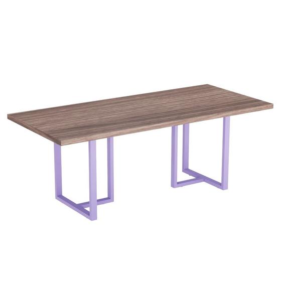 Imagem de Mesa De Reunião Retangular Tubular PE 40 Pandin 2,00 M Walnut e Lilas