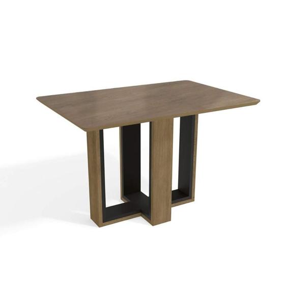 Imagem de Mesa de Sala Jantar Centella c/ Tampo Madeirado c/ Vidro 80x120cm Freijo/Preto fosco/Vidro Freijo - Kappesberg