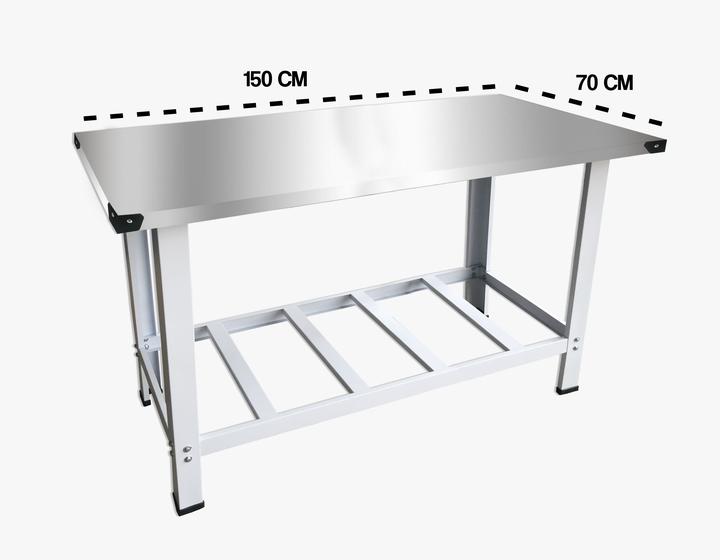 Imagem de Mesa de Serviço Tampo em Aço Inox Cozinha Industrial 150x70