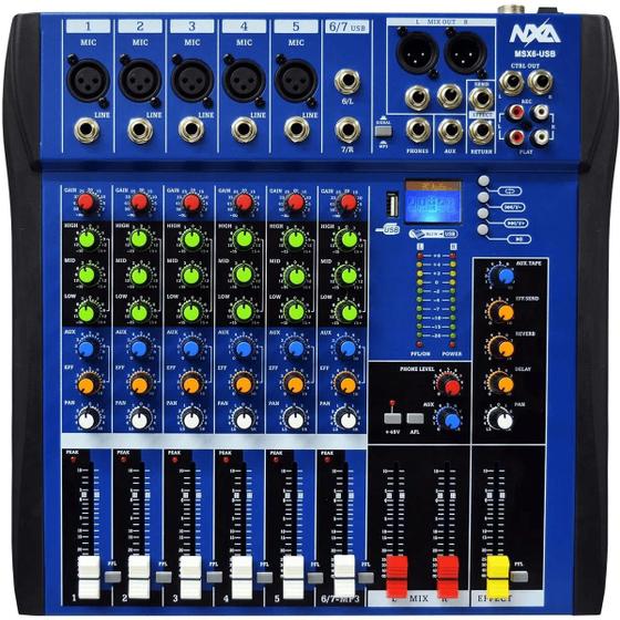 Imagem de Mesa de Som 6 Canais Com Bluetooth, EFX e USB MSX-6 USB - NXA