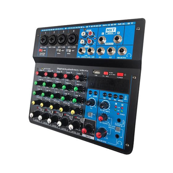 Imagem de Mesa de Som 6 Canais MXT MX6T Mixer USB e Efeitos Interface