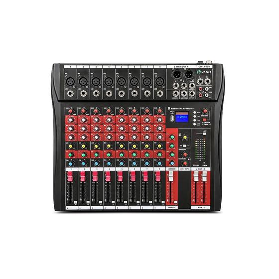 Mesa de Som 8 Canais Interface de Áudio Mixer Placa de Som Com Efeito Bluetooth USB MP3 +48V Menor preço em Mesa de Som 8 Canais Interface de Áudio Mixer Placa de Som Com Efeito Bluetooth USB MP3 +48V