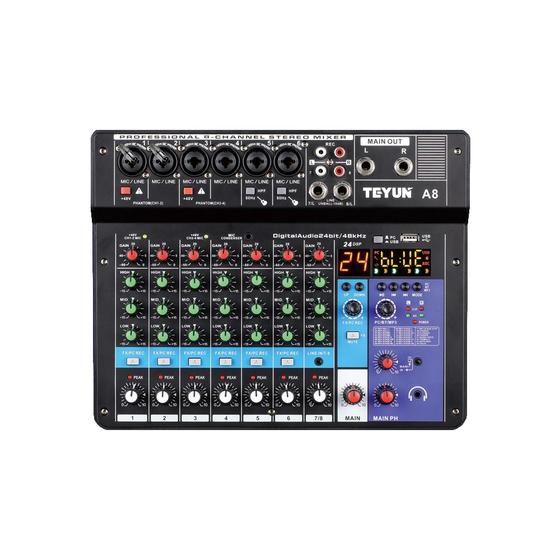 Imagem de Mesa De Som 8 Canais Mixer Áudio Usb Smart Profissional A8 Conjunto Interface Externa