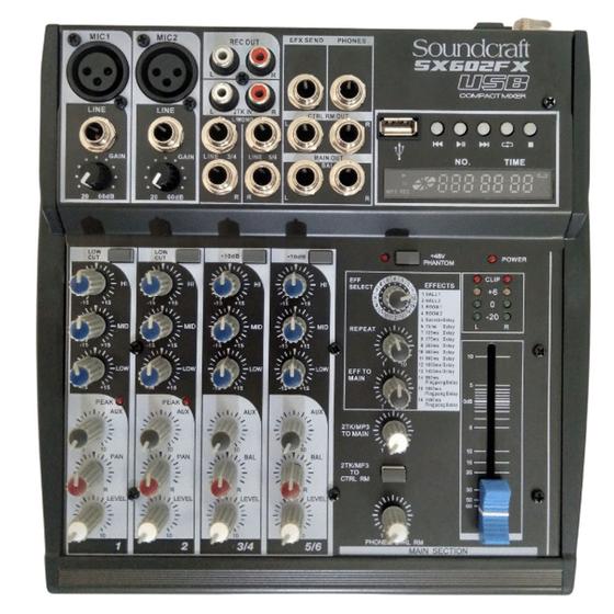 Imagem de Mesa De Som Analogica 6 Canais Soundcraft Sx602fx-Usb