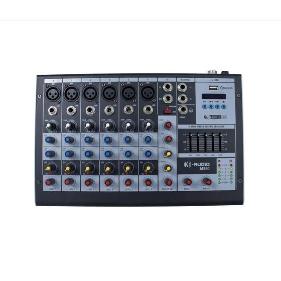 Imagem de Mesa de Som Analógica K-Áudio MS80 de 8 Canais Com Phantom Power