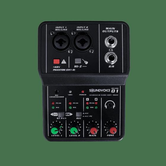 Mesa de Som com Interface Multitrack 2 Entradas SoundVoice Delphi-01 ...