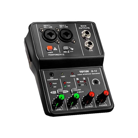 Mesa De Som Interface De Áudio Mixer Teyun Q-12 Gravação Profissional Usb Pc Menor preço em Mesa De Som Interface De Áudio Mixer Teyun Q-12 Gravação Profissional Usb Pc