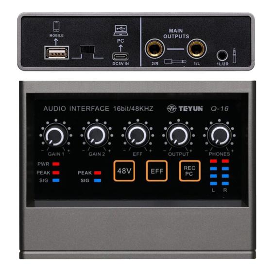 Imagem de Mesa De Som Interface De Audio Mixer Teyun Q-16 Gravação Profissional Mixer De Áudio Usb