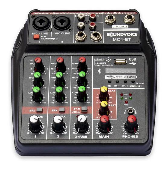 Imagem de MESA DE SOM MIXER COMPACTA SOUNDVOICE MC4BT 4 CABAIS Bluetooth