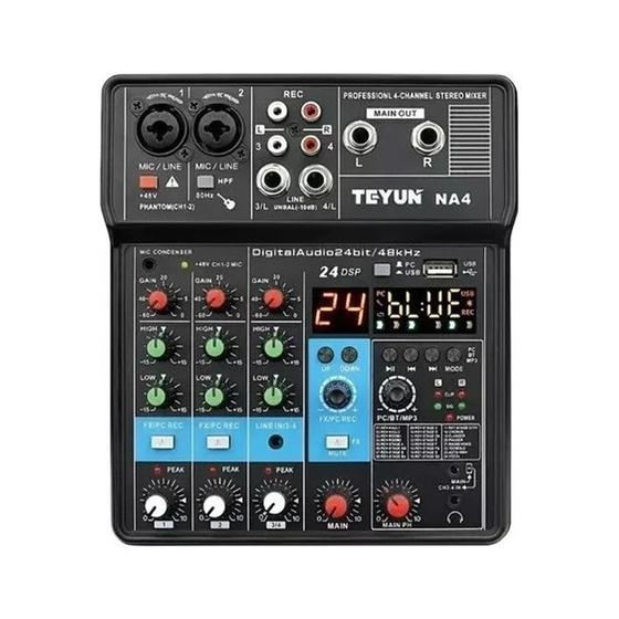 Imagem de Mesa De Som Mixer de Áudio Profissional 4 Canais Placa De Som Bluetooth VEDO NA4 24 Efeitos 48V