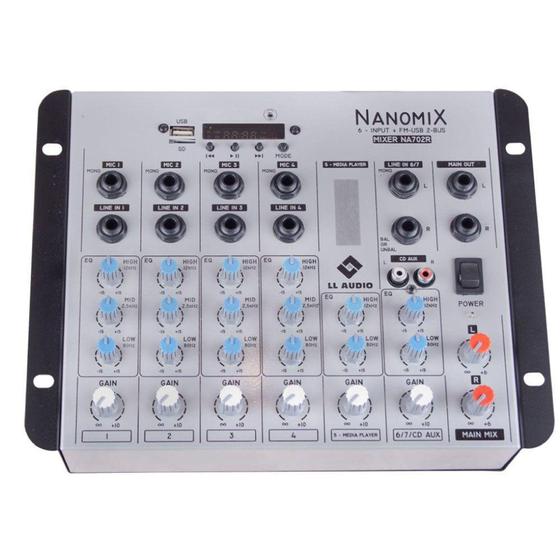 Imagem de Mesa De Som Mixer Nanomix LL Audio Na702R BT 6 Canais + USB - LL Áudio