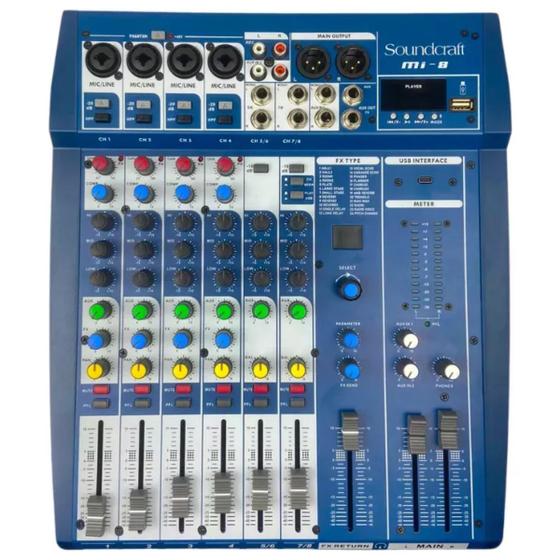 Imagem de Mesa de Som Soundcraft MI-8 Analógico com 8 Canais