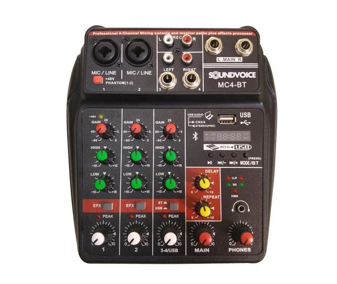Mesa de Som Soundvoice MC4-BT Menor preço em Mesa de Som Soundvoice MC4-BT