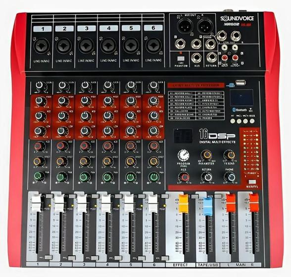 Imagem de Mesa de som soundvoice mr602 rubi 6 canais igreja