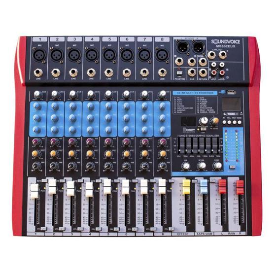 Imagem de Mesa de Som Soundvoice MS-802 EUX USB / Bluetooth / Interface - 8 Canais