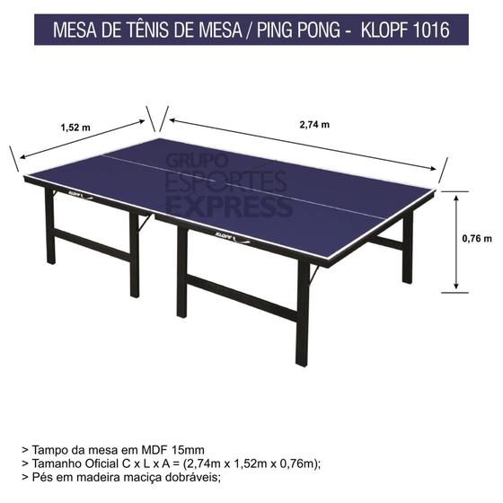 Mesa de Tênis de Mesa/Ping-Pong com tampo em MDF 15mm - Klopf - Cód.1016 Menor preço em Mesa de Tênis de Mesa/Ping-Pong com tampo em MDF 15mm - Klopf - Cód.1016