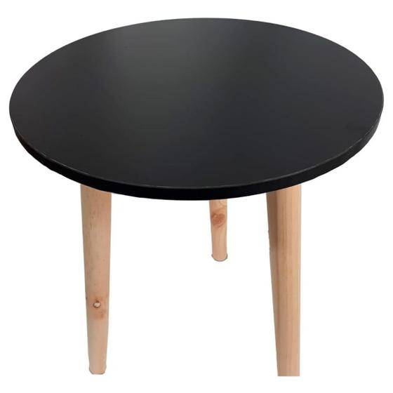Imagem de Mesa Decorativa de Canto Preta em Madeira 39cm Diâmetro FWB