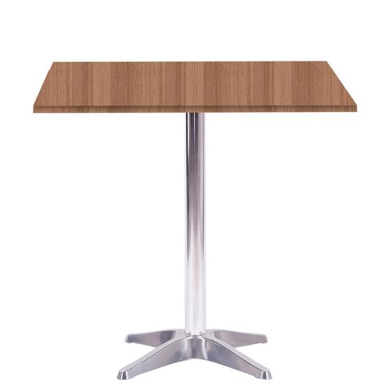 Imagem de Mesa Delta em Alumínio 75 cm (Alt) Base em X Tampo MDP Quadrado 60 cm (Larg) x 2,50 cm (Alt) Noce Na