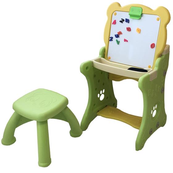 Imagem de Mesa Didática Infantil 2x1 Cadeira Lousa de Pintura Com Canetinha Apagador Divertida Verde Importway