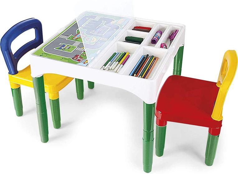 Imagem de Mesa Didática Infantil Mesinha Educativa Bebe 2 Cadeiras