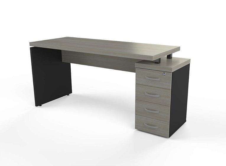 Imagem de Mesa Diretora Com Pé Gaveteiro 04 Gavetas PE 40 Pandin 1,84 M Casablanca e Preto