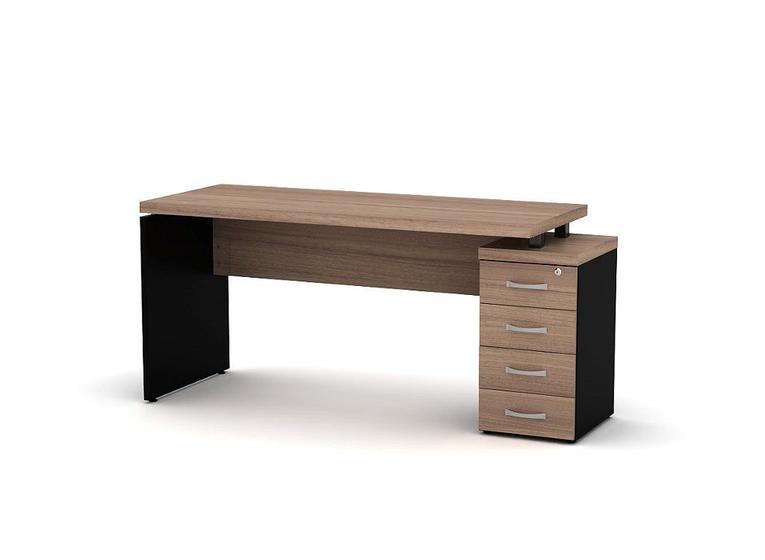 Imagem de Mesa Diretora Com Pé Gaveteiro 04 Gavetas PE 40 Pandin 1,84 M Noce Naturale e Preto