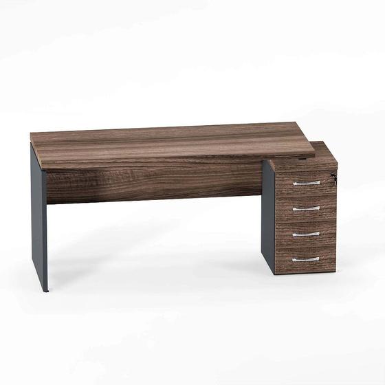 Imagem de Mesa Diretora Com Pé Gaveteiro 04 Gavetas PE 40 Pandin 1,84 M Walnut e Grafito