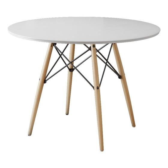 Imagem de Mesa Dkr Eiffel Redondo Tampo de Madeira 110cm Branco