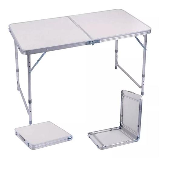 Imagem de Mesa Dobravel Aluminio 90x60cm Vira Maleta Camping