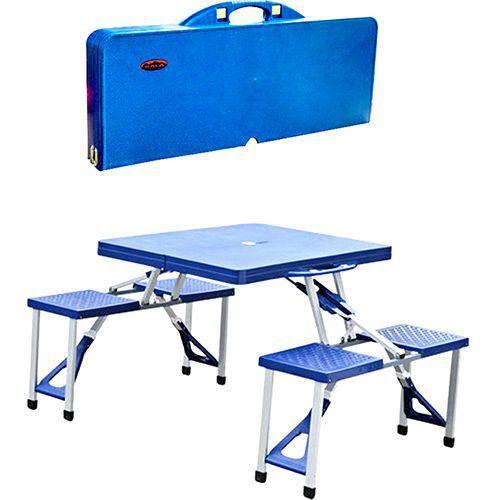 Mesa Dobrável Alumínio com Banquetas Camping Praia - Kala - Mesa de ...