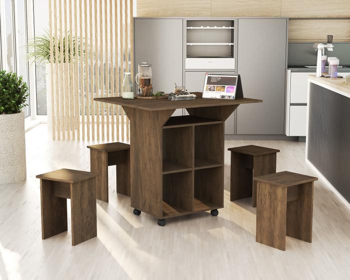 Imagem de Mesa Dobrável Annie com Bancos - Castanho