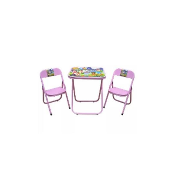 Imagem de Mesa dobrável infantil rosa com 2 cadeiras circo utilaço