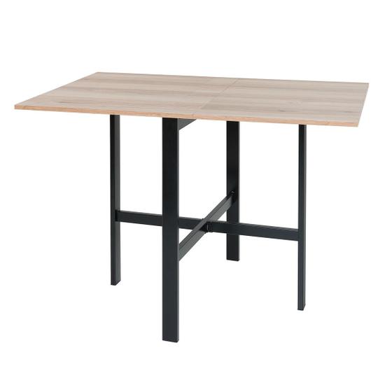 Imagem de Mesa dobravel izi com tampo laminado carvalho montreal 1,10m x 0,72m tubo preto fosco - ciplafe - netcasa shop