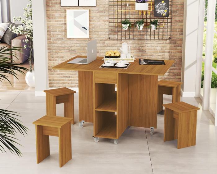 Imagem de Mesa Dobrável Multiuso Vira Aparador Jade MDF Várias Cores